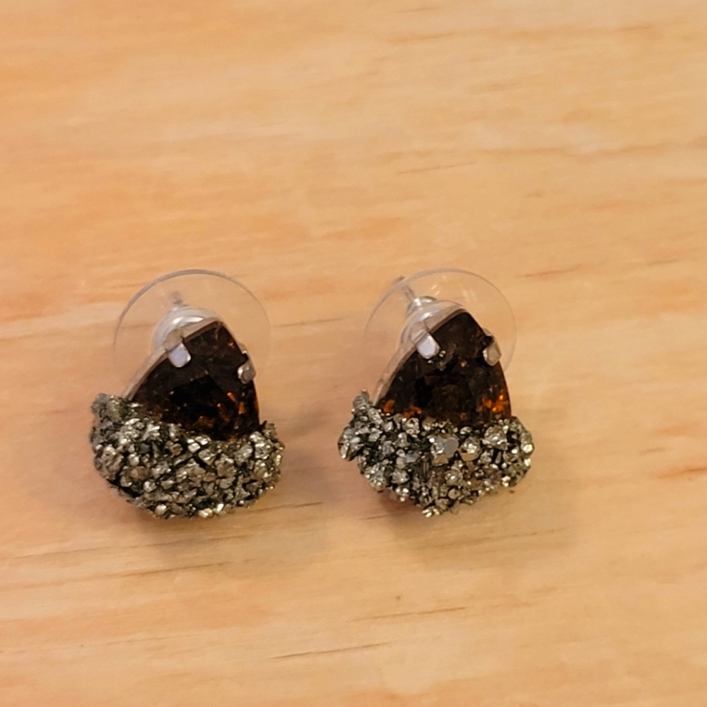 Faux topaz and pyrite earrings